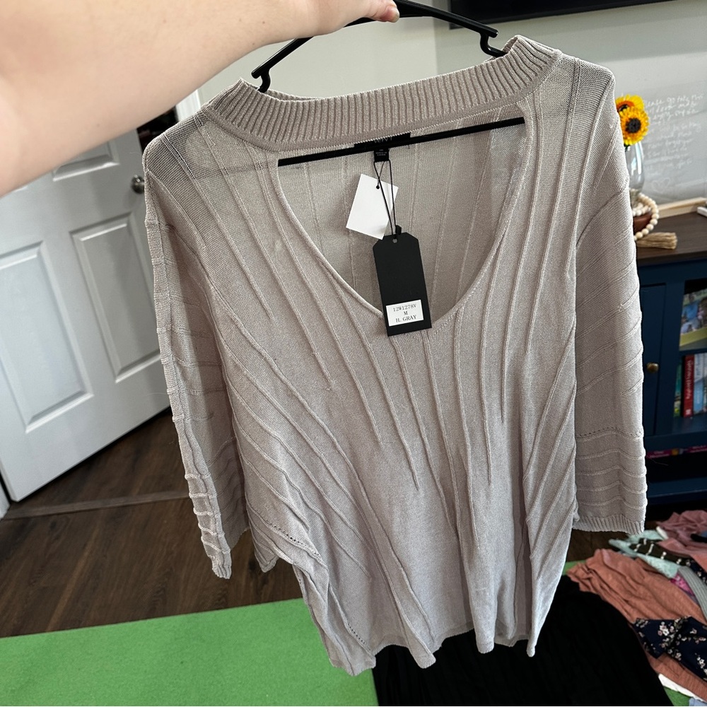 NWT Very J Taupe V-Neck Sweater
